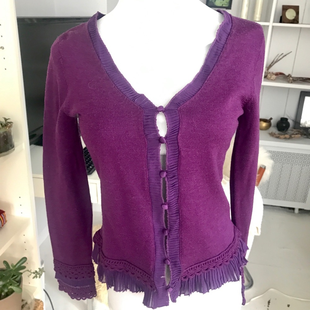 Alberta Ferretti Sweater with Chiffon Trim